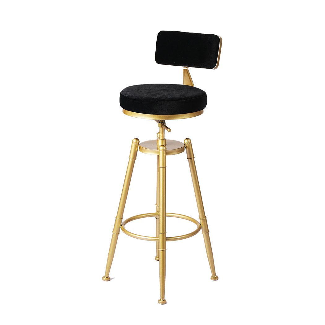 Bar Stools Kitchen Stool Chair Swivel Barstools Velvet Padded Seat Black