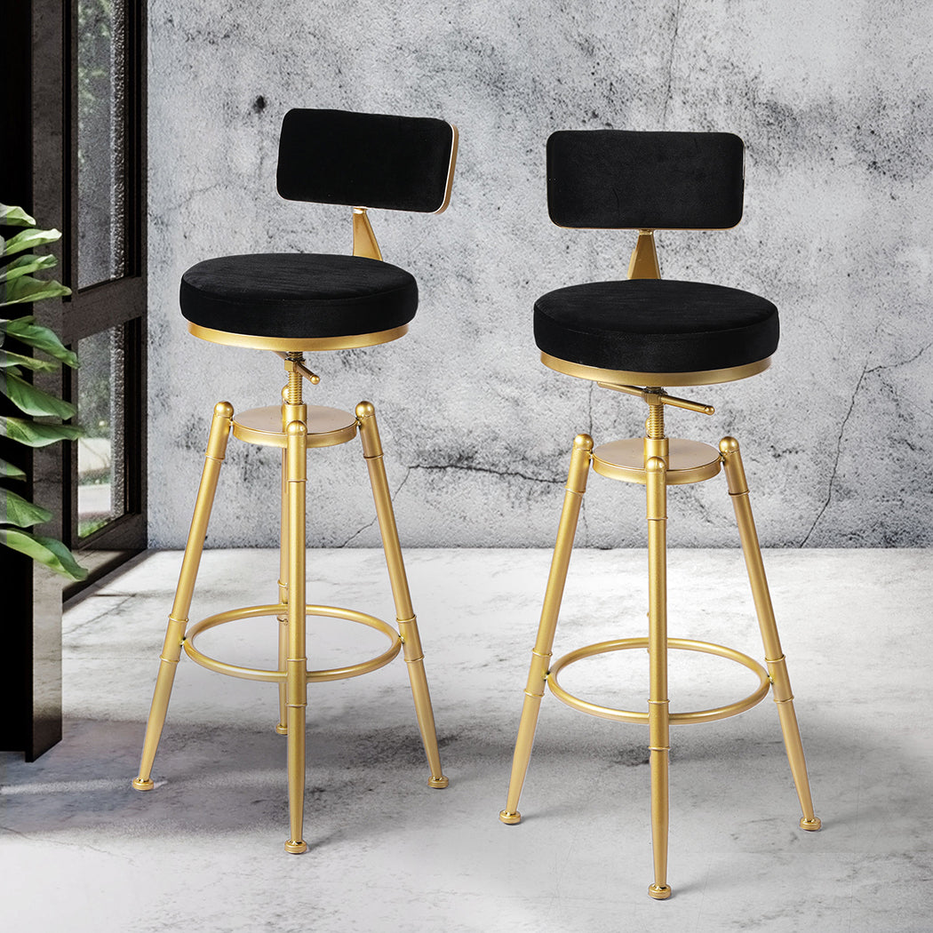 Bar Stools Kitchen Stool Chair Swivel Barstools Velvet Padded Seat Black