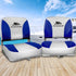 2X Folding Boat Seats Marine Swivel Low Back 13cm Padding Grey Blue