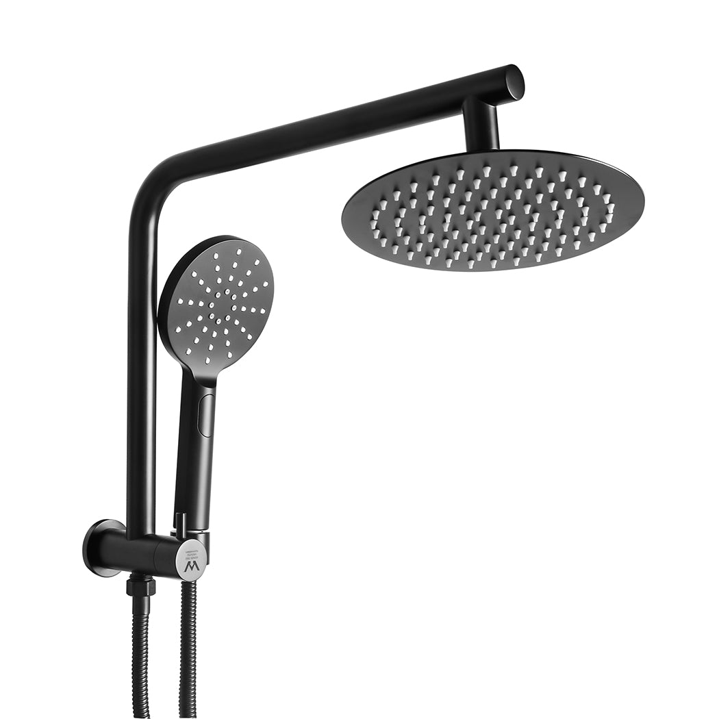 Rain Shower Head Set Black Round Brass Taps Mixer Handheld High Pressure 10