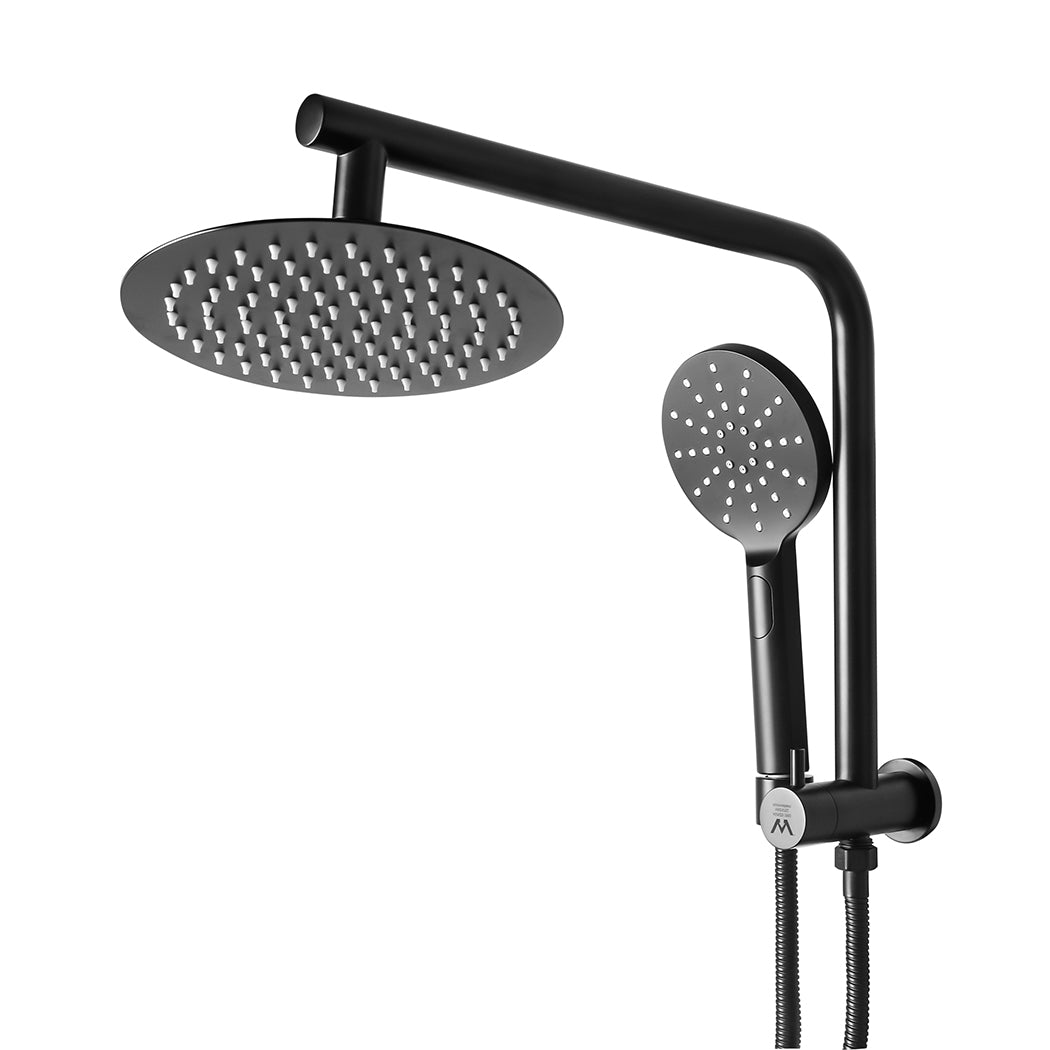 Rain Shower Head Set Black Round Brass Taps Mixer Handheld High Pressure 10