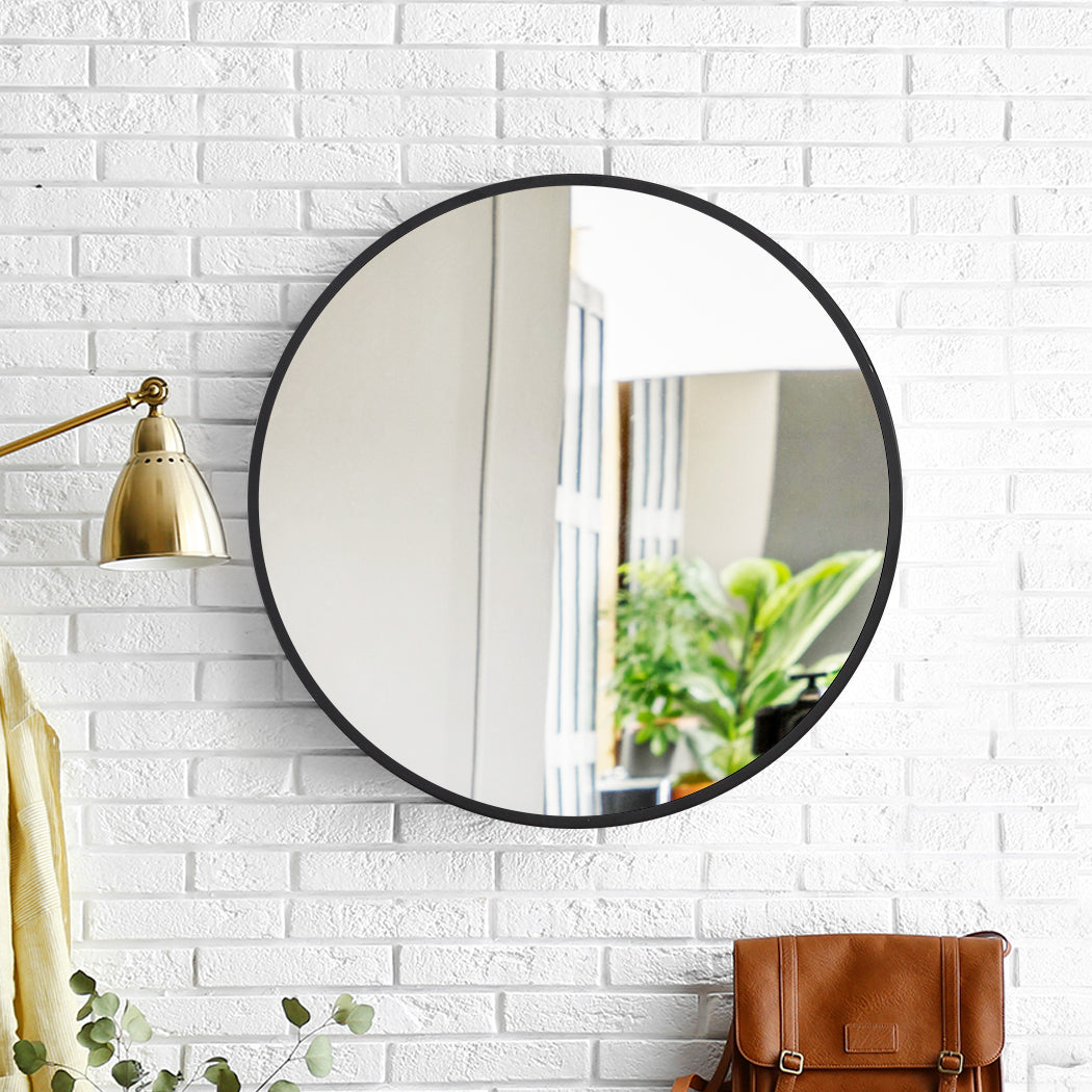 Wall Mirror Round Shaped Bathroom Makeup Mirrors Smooth Edge 80CM