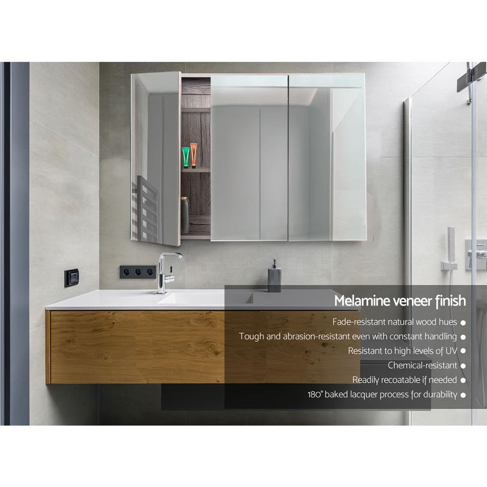 Bathroom Mirror Cabinet 900x720mm Oak