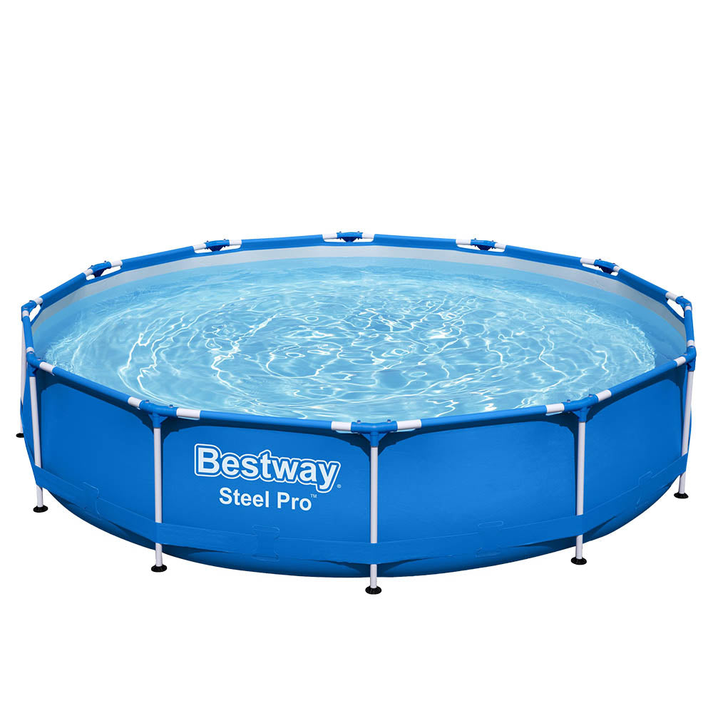 Swimming Pool 366x76cm Steel Frame Round Above Ground Pools w/ Filter Pump 6473L