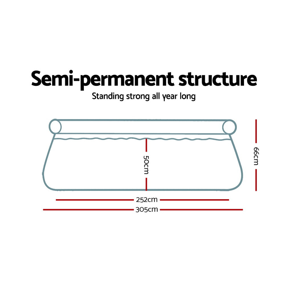 Swimming Pool 305x66cm Above Ground Round Inflatable Pools w/ Filter Pump 3200L