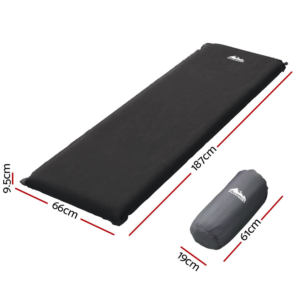 Self Inflating Mattress Camping Sleeping Mat Air Bed Pad Single Black