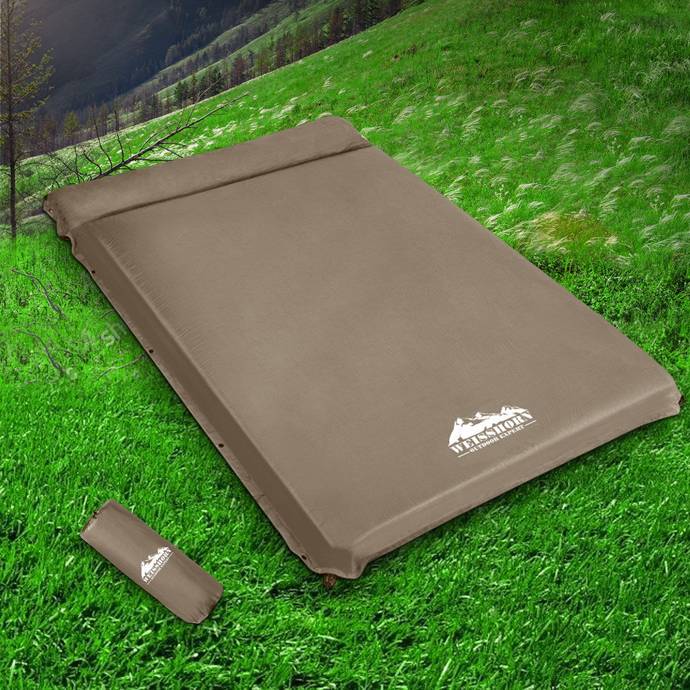 Self Inflating Mattress 10CM Camping Sleeping Mat Air Double Coffee