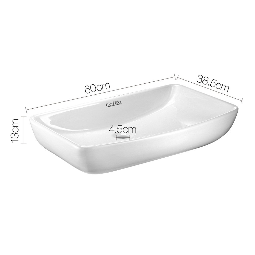 Bathroom Basin Ceramic Vanity Sink Hand Wash Bowl 60x38cm