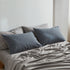 Cotton Bed Sheets Set Navy Grey Cover Double