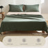 Cotton Bed Sheets Set Green Beige Cover Double