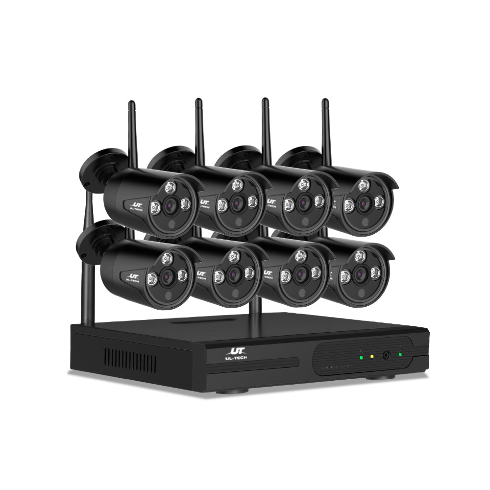 Wireless CCTV Security System 8CH NVR 3MP 8 Bullet Cameras