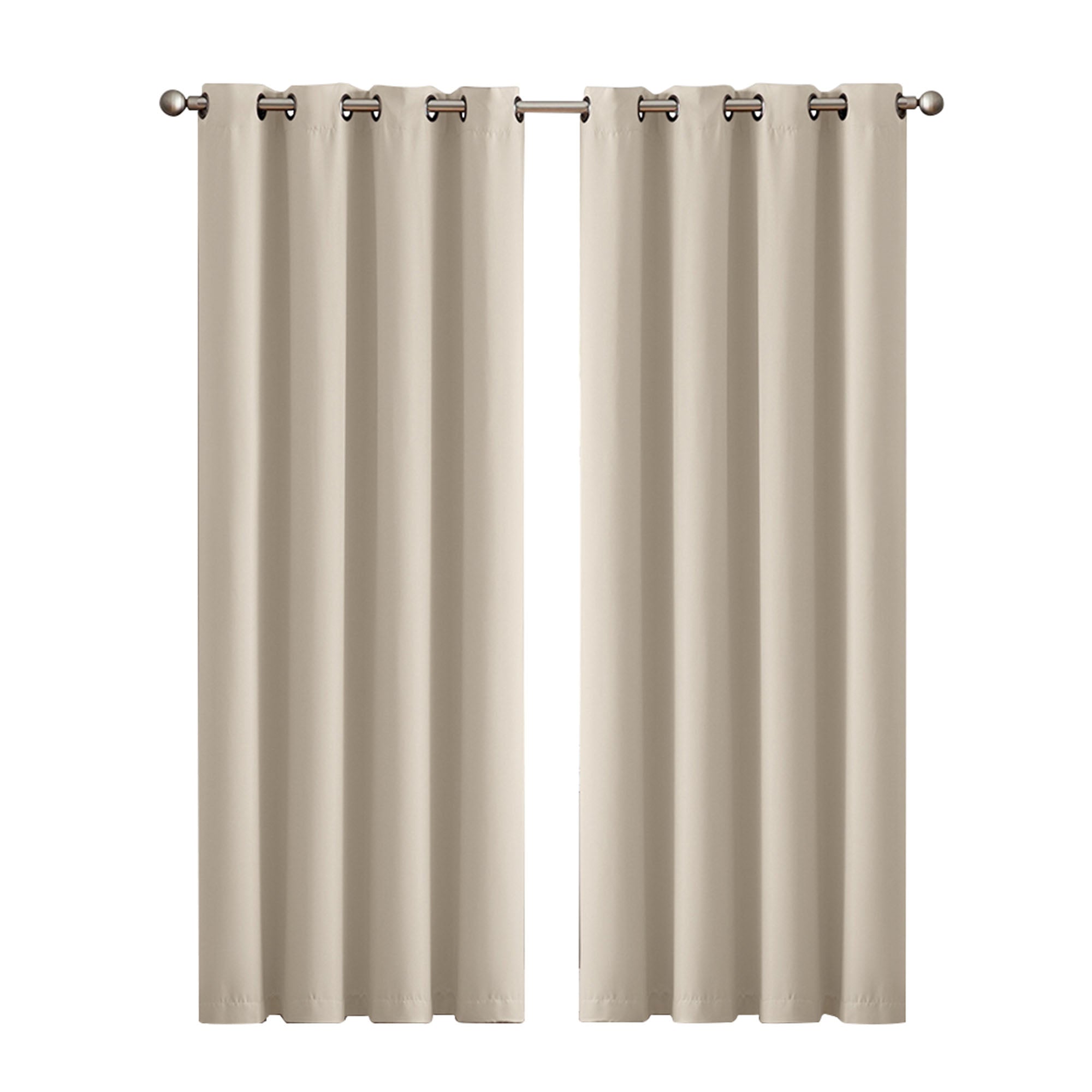 2x Blockout Curtains Panels 3 Layers Eyelet Room Darkening 132x160cm Beige