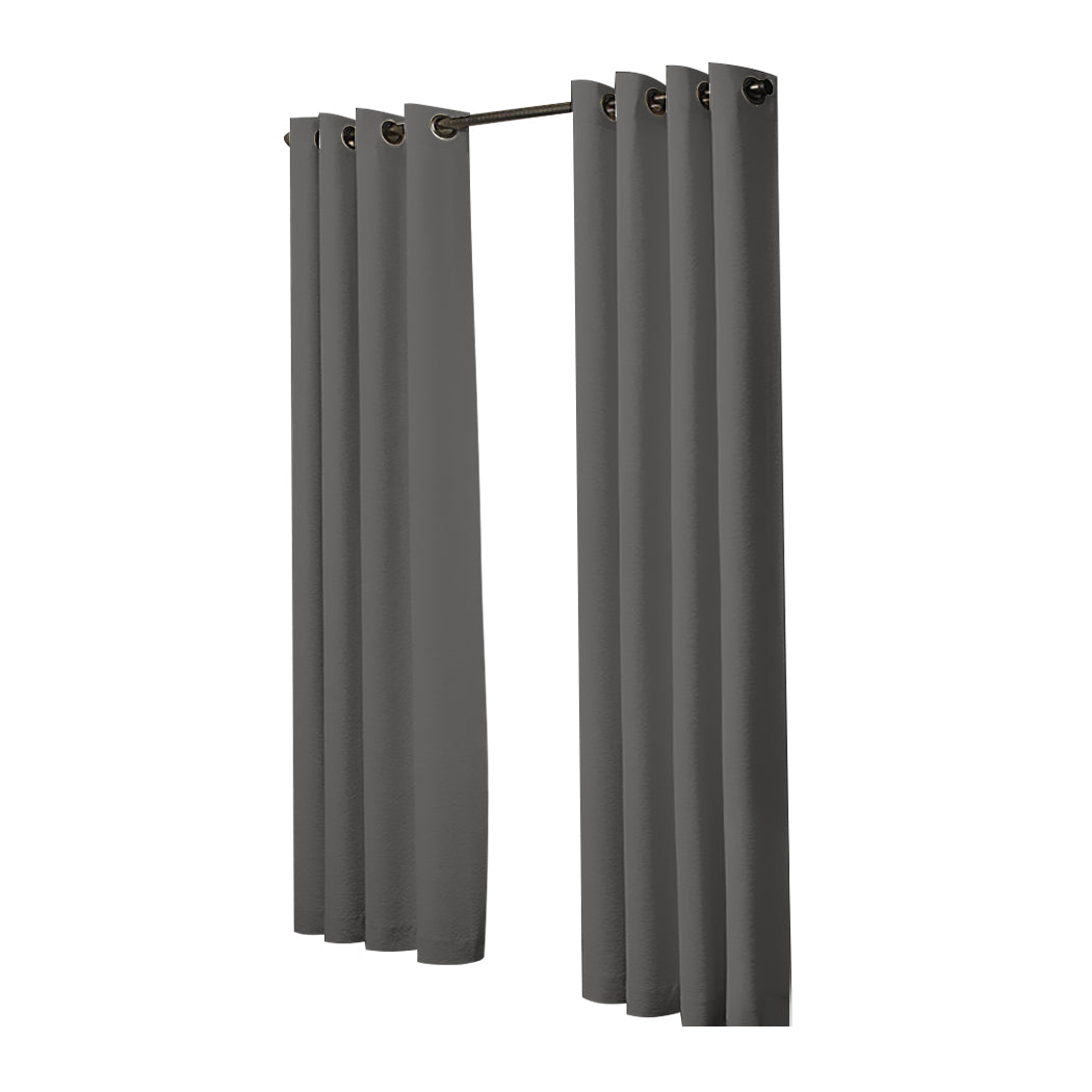 2x Blockout Curtains Panels 3 Layers Eyelet Room Darkening 132x160cm Charcoal