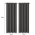 2x Blockout Curtains Panels 3 Layers Eyelet Room Darkening 132x160cm Charcoal