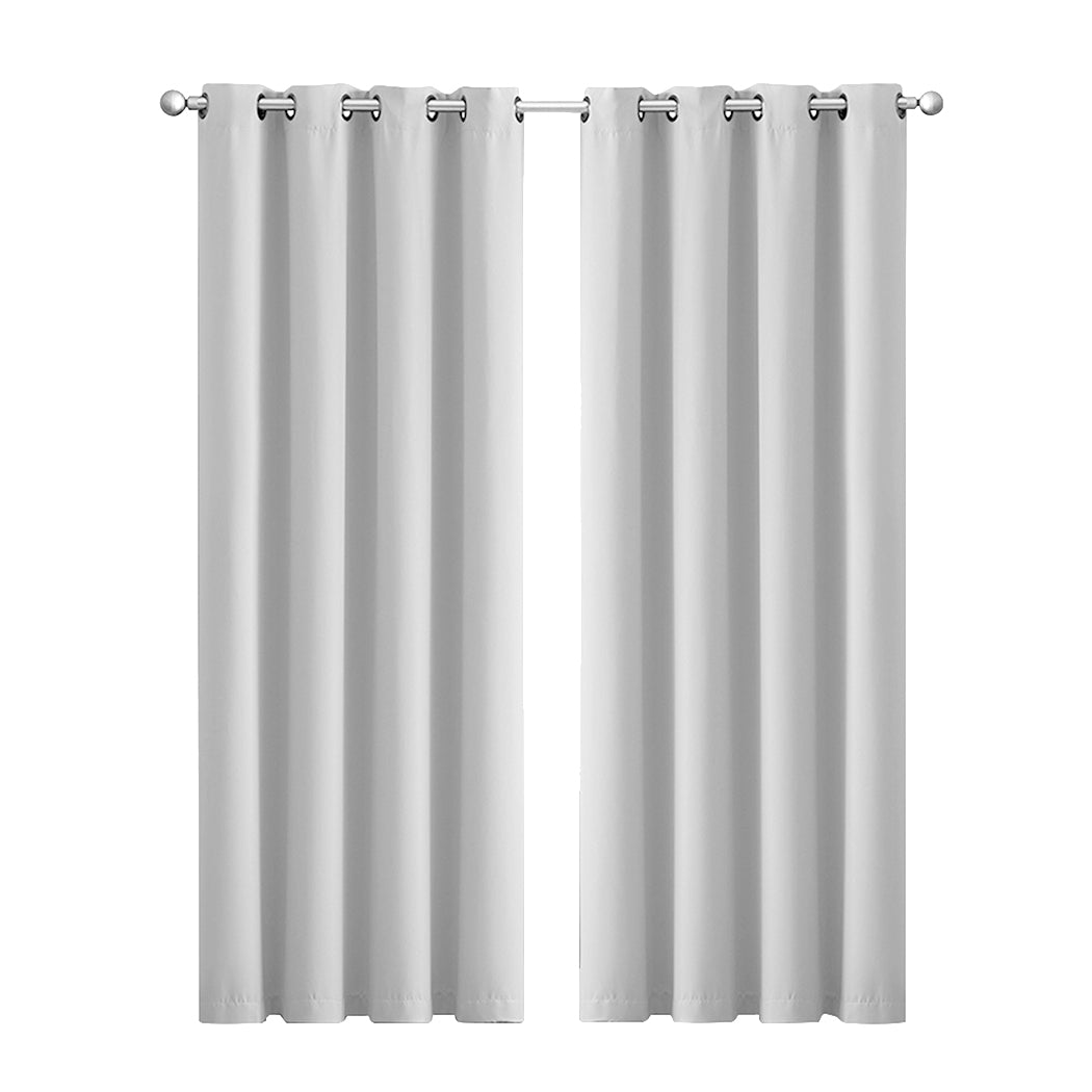 2x Blockout Curtains Panels 3 Layers Eyelet Room Darkening 140x230cm Grey