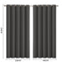 2x Blockout Curtains Panels 3 Layers Eyelet Room Darkening 180x230cm Charcoal