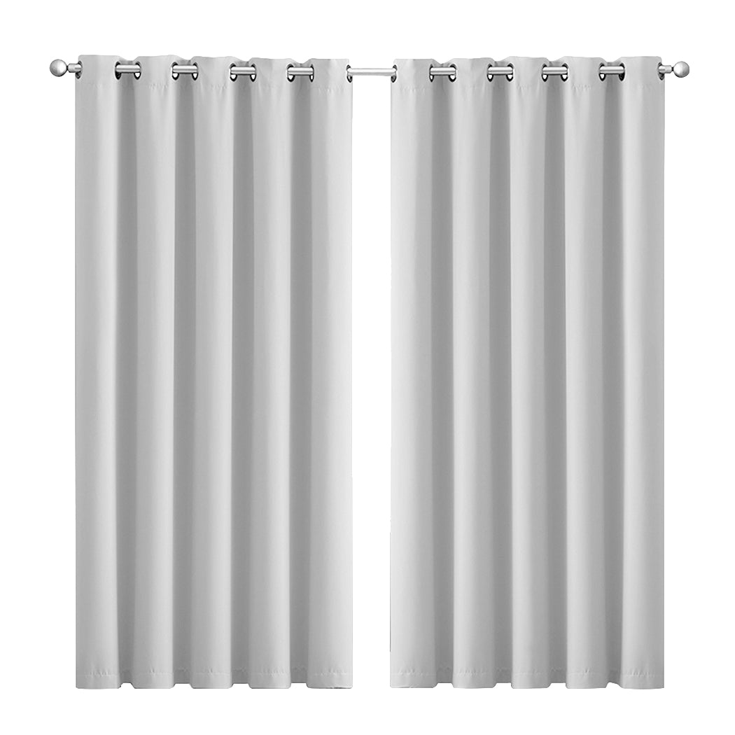 2x Blockout Curtains Panels 3 Layers Eyelet Room Darkening 180x230cm Grey