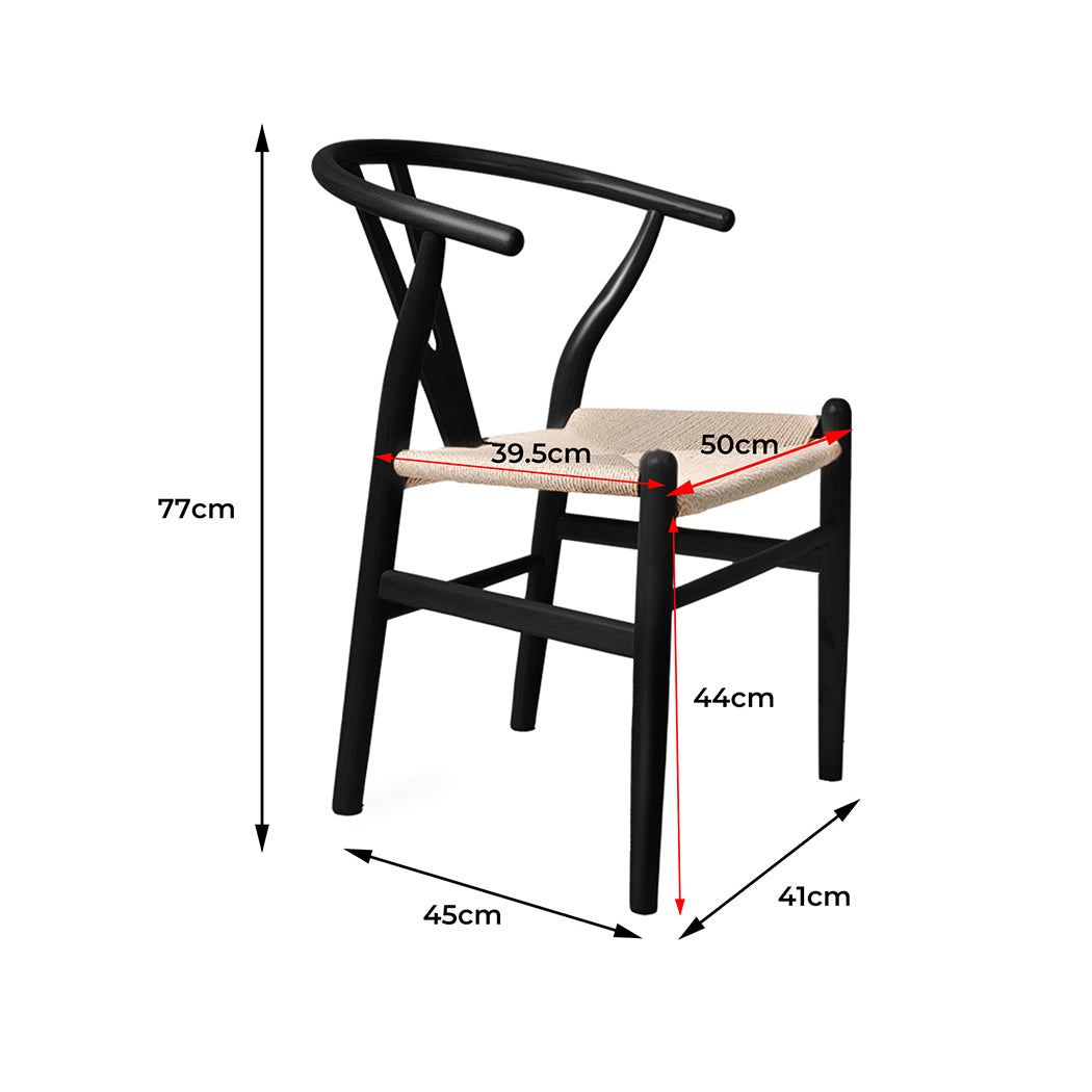 2x Dining Chairs Wooden Hans Wegner Chair Wishbone Chair Cafe Lounge Seat