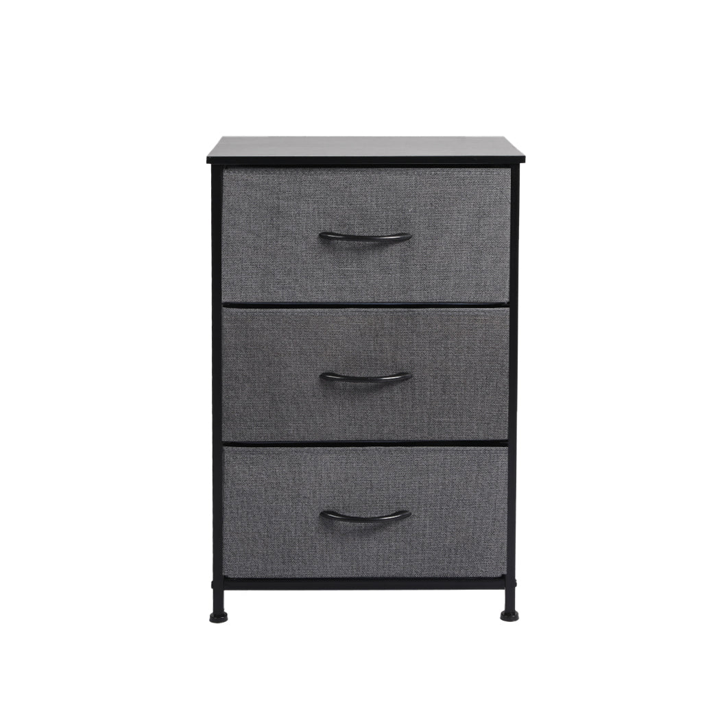 Storage Cabinet Tower Chest of Drawers Dresser Tallboy 3 Drawer Dark Grey