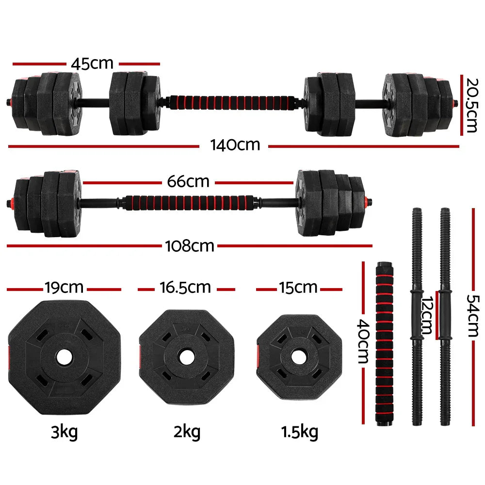 40kg Adjustable Dumbbell Barbell Set Weight Lifting Home Gym