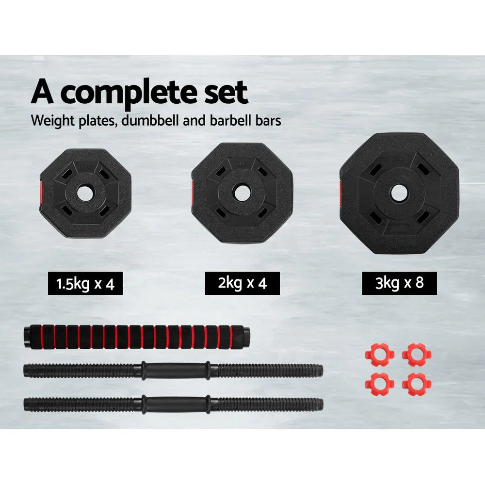 40kg Adjustable Dumbbell Barbell Set Weight Lifting Home Gym
