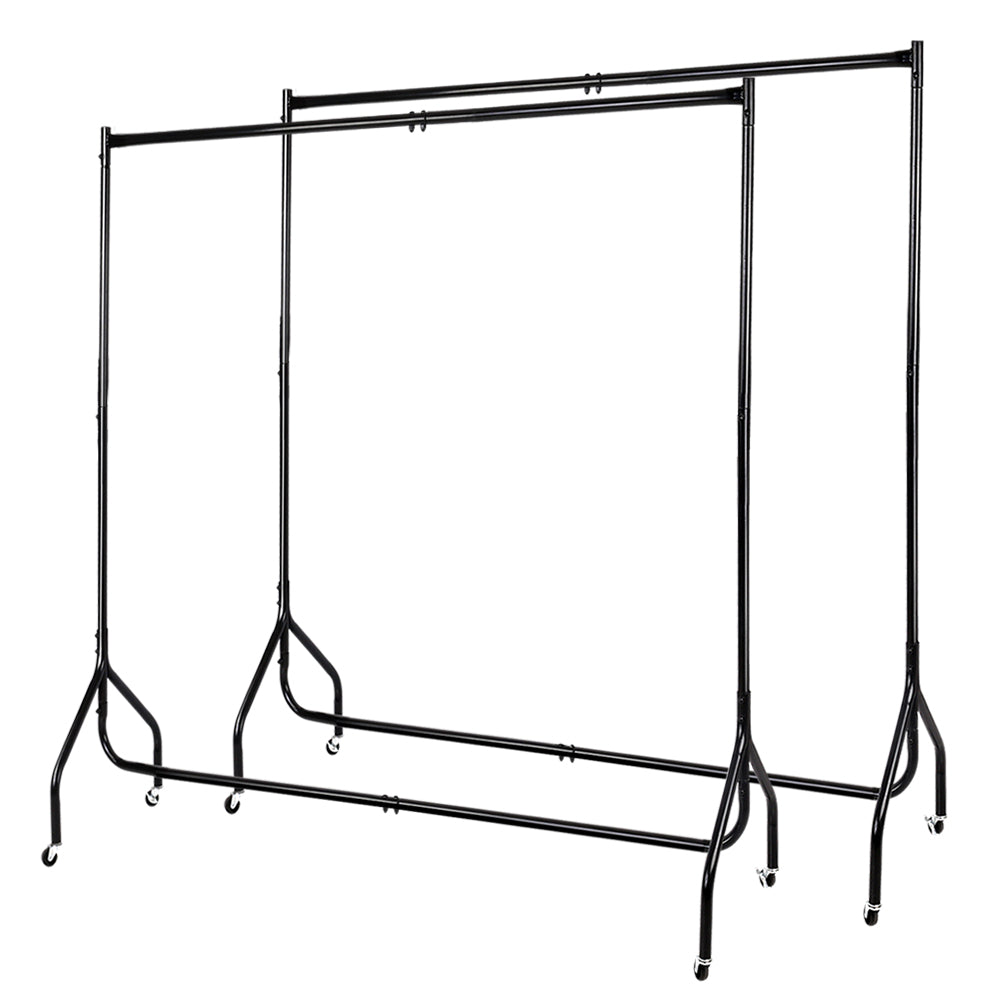 Artiss 2X Clothes Rack Airer Coat Stand 6FT Rail Wheels