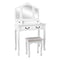 Dressing Table Stool Set Foldable Mirror White