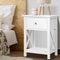 Rustic Bedside Table 1 Drawer Wooden Nightstand White Storage Shelf