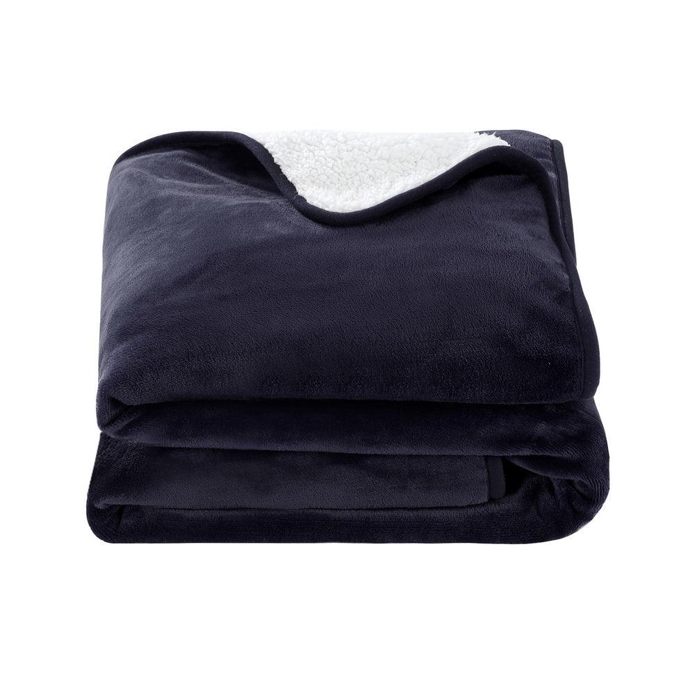 Electric Throw Rug Heated Blanket – Fleece Sherpa 9‑Heat Charcoal