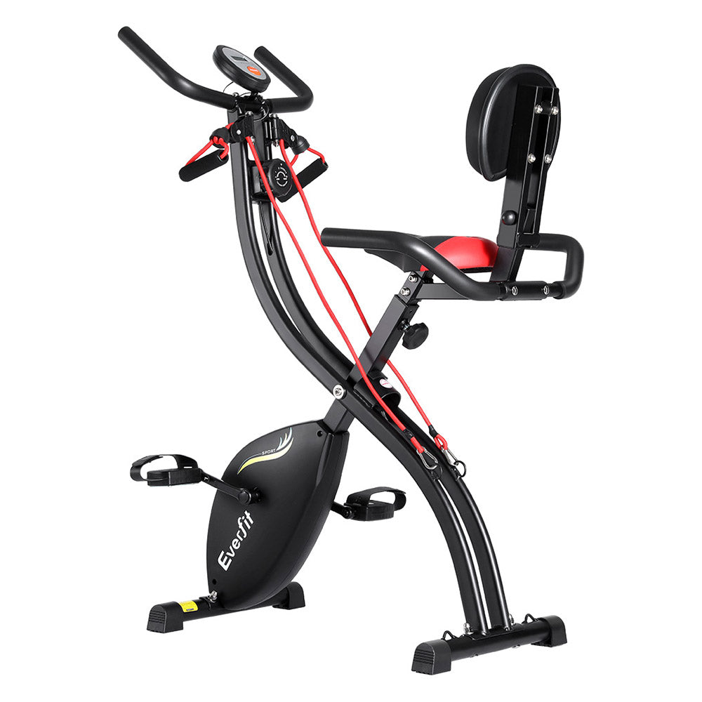 Everfit Folding Exercise Bike Magnetic X-Bike Indoor Cycling Resistance Rope