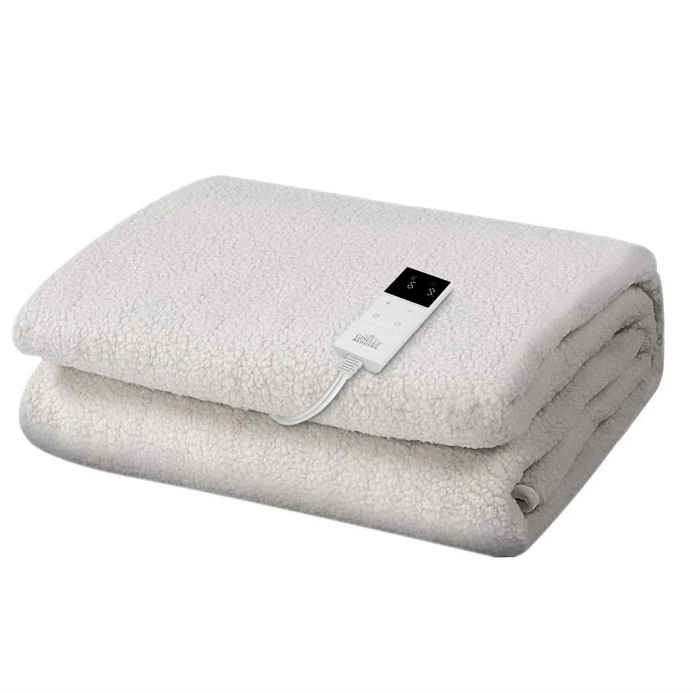Electric Blanket Fleece Single Fitted 9 Heat Settings Timer Washable