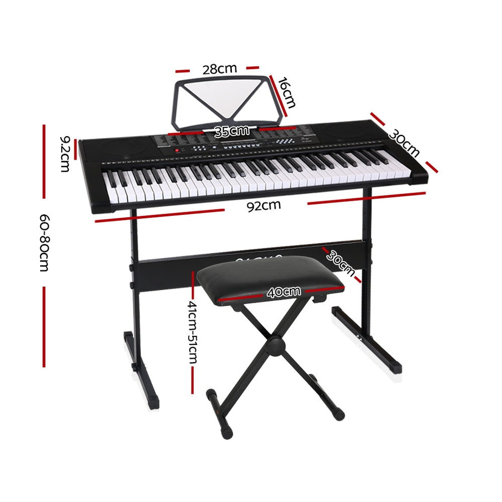 Alpha 61 Keys Electronic Piano Keyboard Digital Electric w/ Stand Stool Speaker