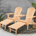 2PC Adirondack Outdoor Chairs Wooden Sun Lounge Patio Furniture Garden Natural