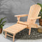 Outdoor Adirondack Chair Wooden Patio Lounger with Ottoman Folding Garden Chair
