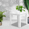 Wooden Outdoor Side Table White Patio Coffee Lamp Table