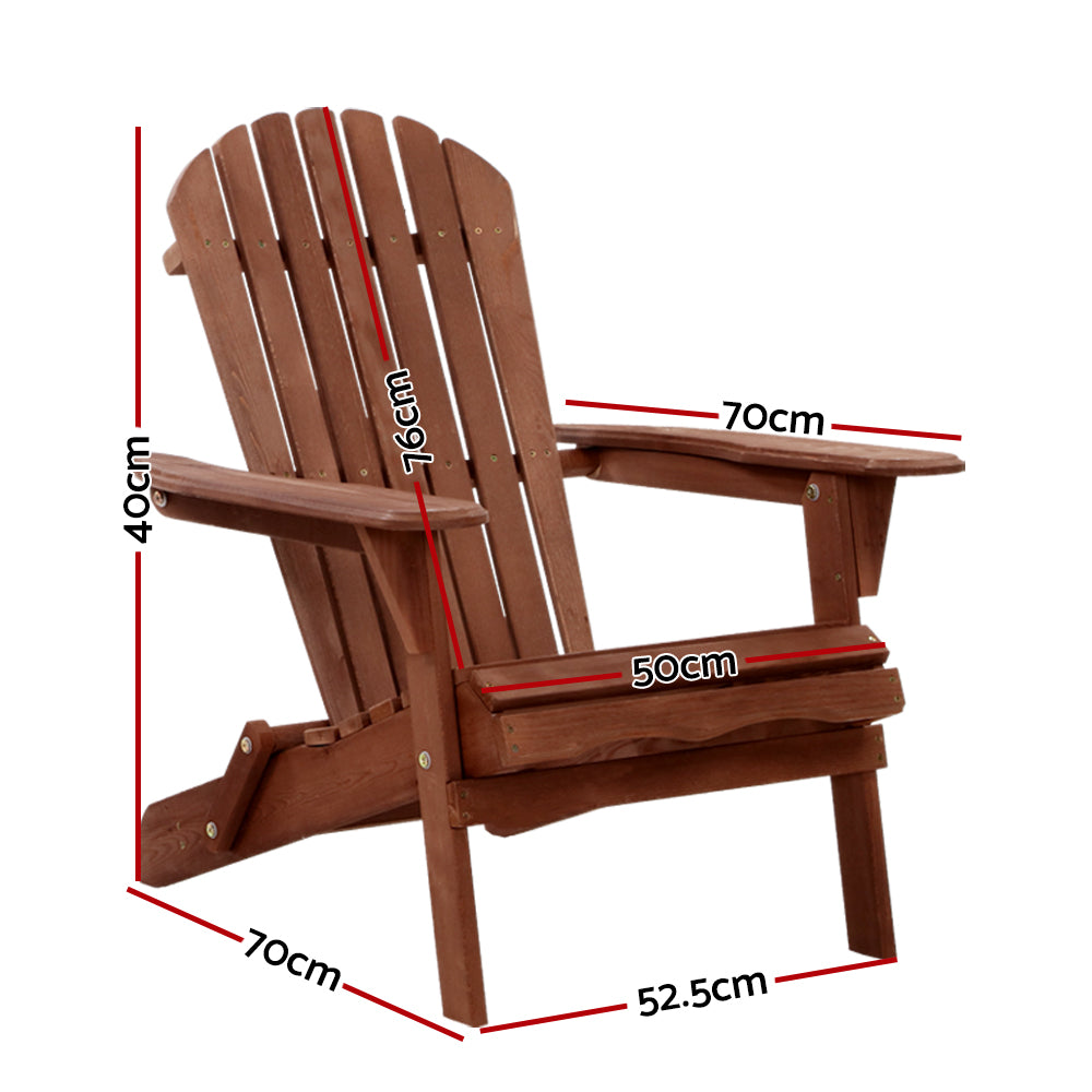 Adirondack Outdoor Chairs Wooden Foldable Beach Chair Patio Furniture Brown