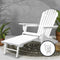 Wooden Adirondack Chair with Ottoman White Foldable Outdoor Lounge