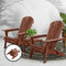2 Adirondack Chairs with Side Table Set Brown Foldable Outdoor Furniture