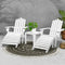 Adirondack Chair Set 2 Chairs 2 Footstools Side Table Outdoor Fir Wood White