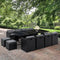 13 Piece Outdoor Dining Set PE Wicker Patio Table Chairs Ottoman