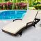 Outdoor Sun Lounge Chair PE Wicker Recliner with Cushion Brown