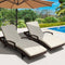 2 Piece Outdoor Sun Lounge Set PE Wicker Recliner Chairs Brown