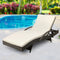 Outdoor Sun Lounge Chair PE Wicker Recliner with Cushion Grey Beige