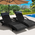 2x Sun Lounge Wicker Lounger Outdoor Furniture Beach Chair Armrest Adjustable Black