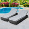 2 Piece Outdoor Sun Lounge Wicker Recliner Set Cushions Black
