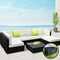 Outdoor Rattan Furniture Set Sofa Corner Lounge Glass Table Ottoman Patio Set