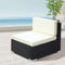 2 Piece Outdoor PE Wicker Single Sofa Set Patio Chairs Beige Cushions