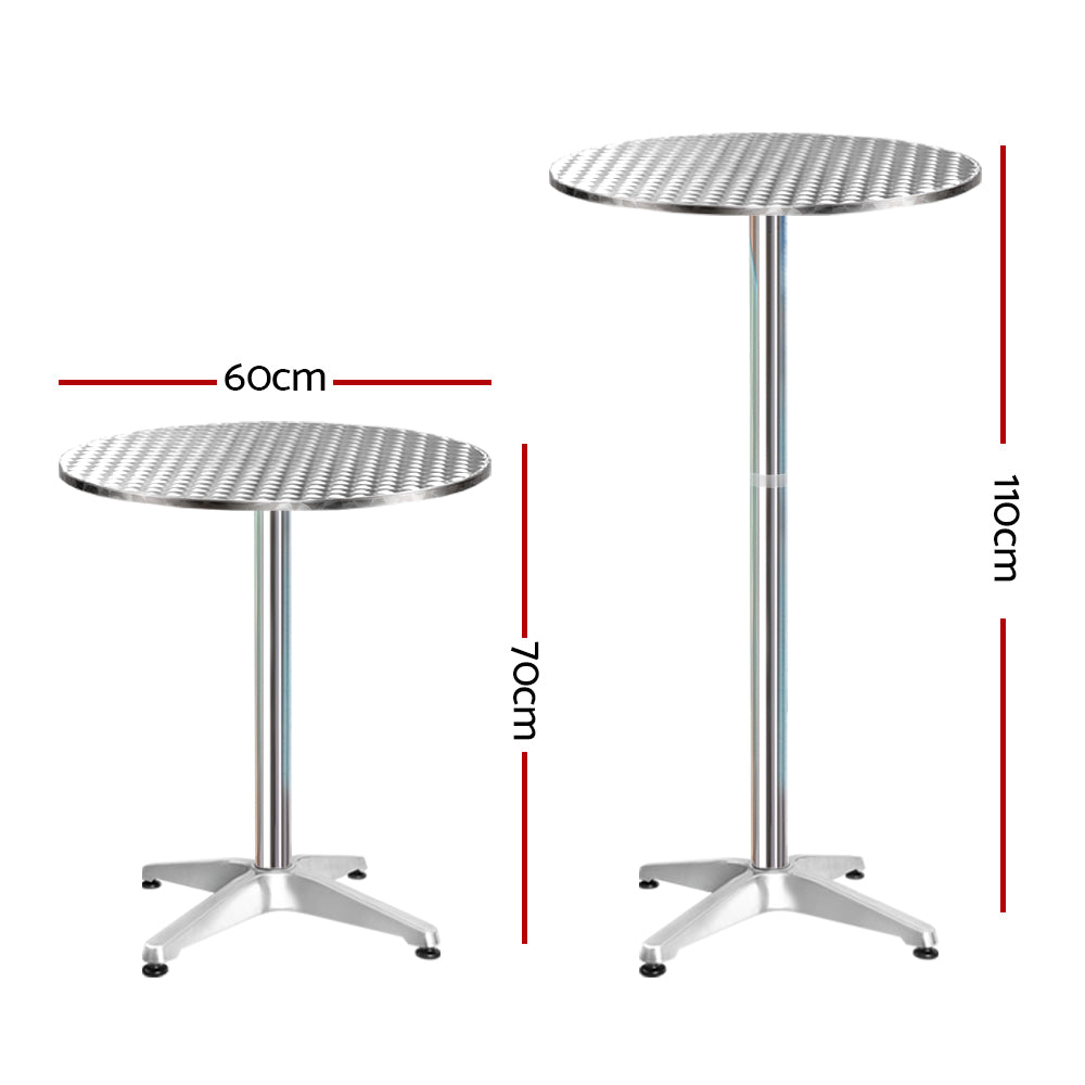 Set of 6 Outdoor Bar Table Aluminium Round 70/110CM