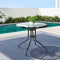 Outdoor Bar Table Steel Frame Glass Top Patio Bistro Table Parasol Hole