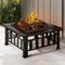 Fire Pit BBQ Table 2-in-1 81cm Steel Outdoor Grill Mesh Dome Poker